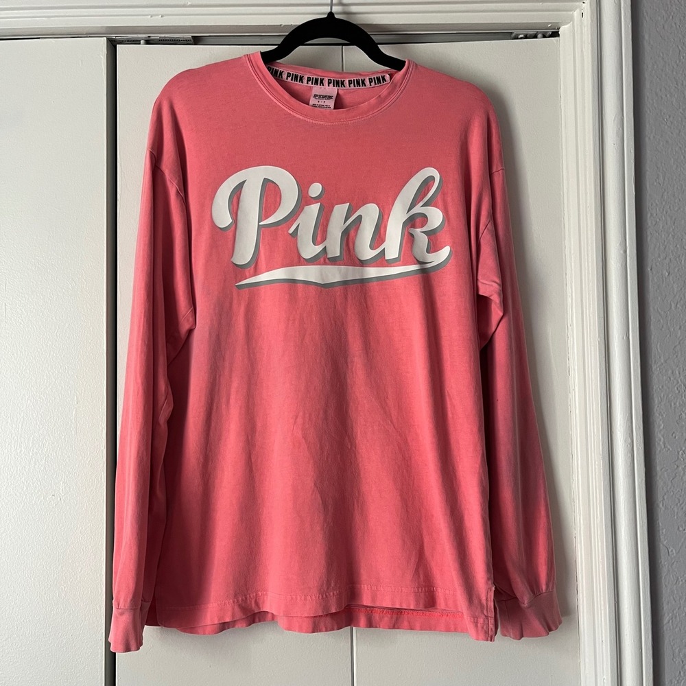 PINK Victoria's Secret Long Sleeve Graphic Tee Comfy Casual Top S‎